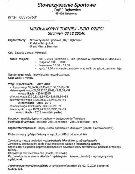 Mikołajkowy Turniej Judo Dzieci